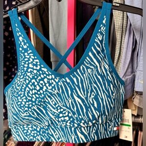 Tommy Hilfiger size large blue white animal print athletic sports bra $40 new